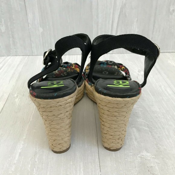 Kensie Girl Floral Wedge Open Toe Platform Sandals - Picture 4 of 7